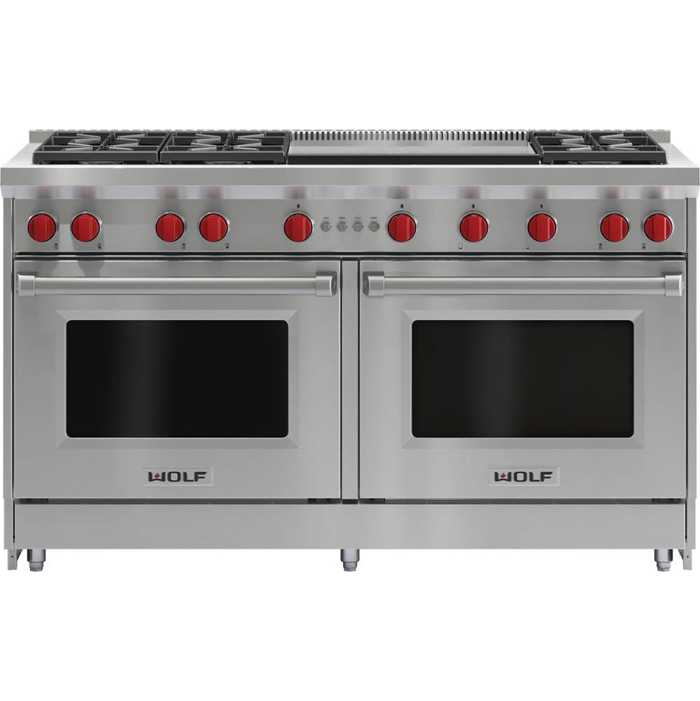 Wolf - 60'' Gas Range, 6 Burner, Double Griddle, Ng - No Finish Group