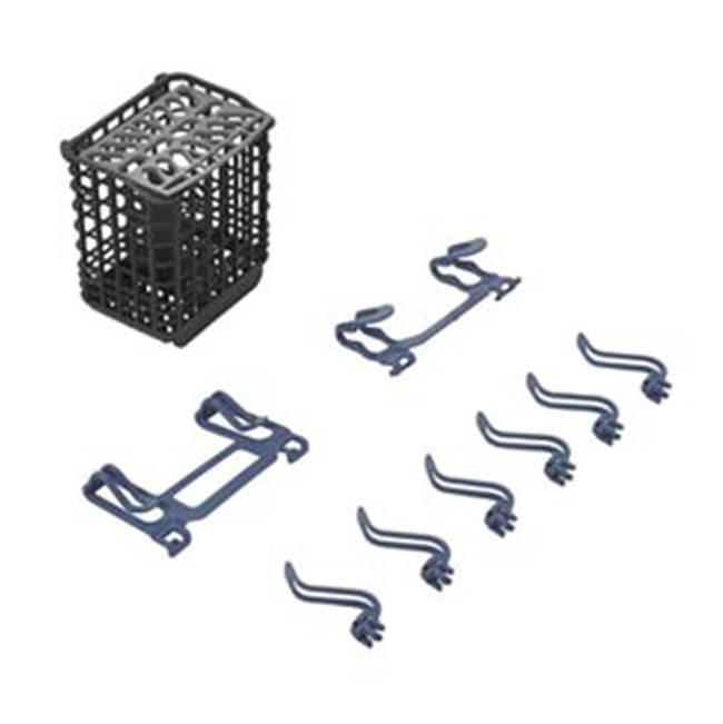 Whirlpool - Dish Extension Bundle: Plastic, 1 Of Silverware Basket, 6 Of Light Item Clips, 1 Of Side Clip, 1 Of Side Utensil Clip, Color: Gray/Blue, Pkg: Retail