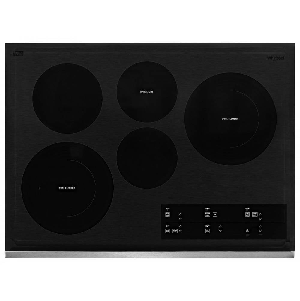 Whirlpool - 30'' Ceramic Glass, 5 Elements, 2-10/6'' Dual, 1-8'', 1-6'', 1-6'' Warm Zone, Tap Touch Controls, Wifi - Silver