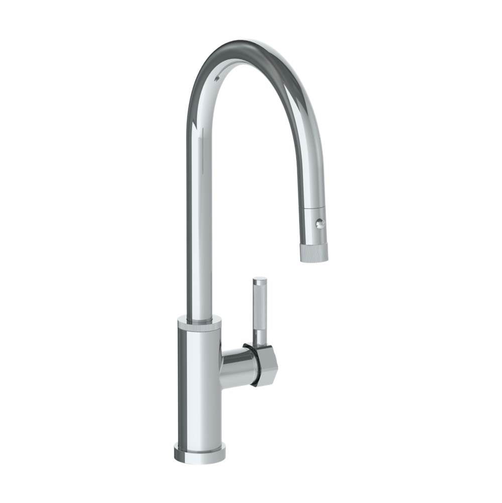 Watermark - Deck Mounted 1 Hole Gooseneck Kitchen Faucet with Pull Down Spray - High Spout - Vintage Copper
