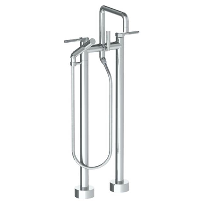 Watermark - Floor Standing Square Bath set with Slim Hand Shower - Vintage Copper