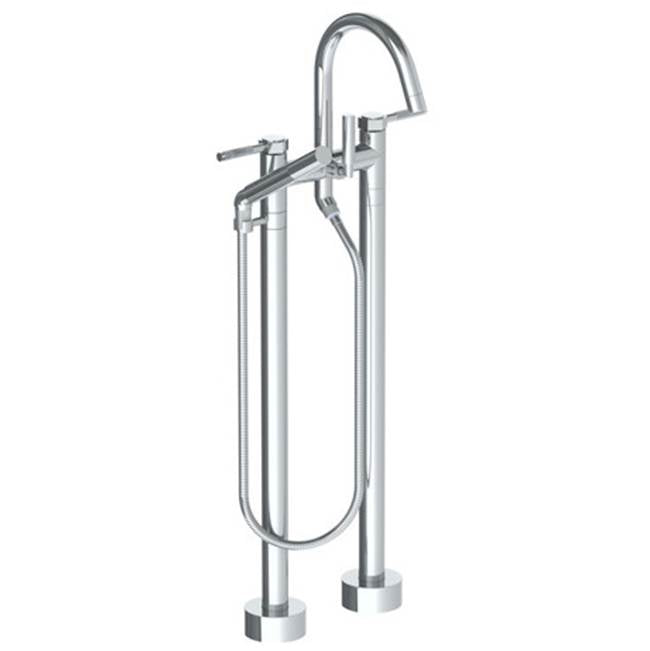 Watermark - Floor Standing Gooseneck Bath Set with Slim Hand Shower - Vintage Copper