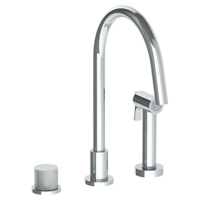Watermark - Deck Mounted 3 Hole Gooseneck Kitchen Set - Includes Side Spray - Vintage Copper