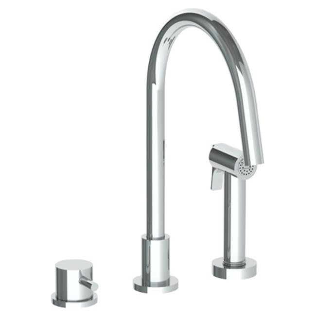 Watermark - Deck Mounted 3 Hole Gooseneck Kitchen Set - Includes Side Spray - Vintage Copper