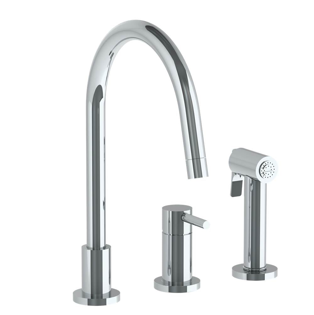 Watermark - Deck Mounted 3 Hole Gooseneck Kitchen Set - Includes Side Spray - Vintage Copper