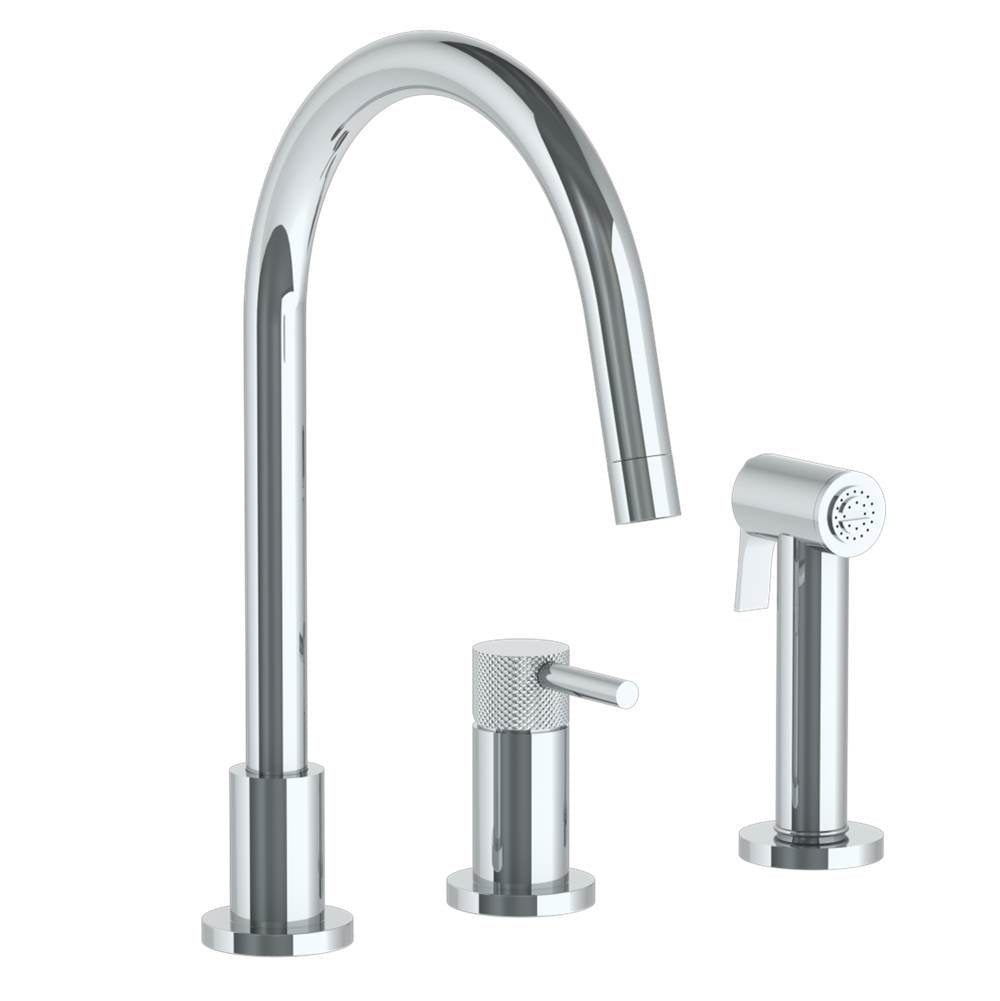 Watermark - Deck Mounted 3 Hole Gooseneck Kitchen Set - Includes Side Spray - Vintage Copper