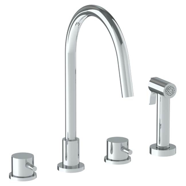 Watermark - Deck Mounted 4 Hole Gooseneck Kitchen Set - Includes Side Spray - Vintage Copper