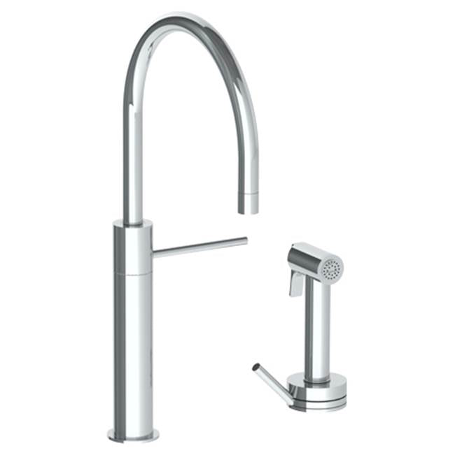Watermark - Deck Mounted 2 Hole Gooseneck Kitchen Set - Includes Side Spray with Integrated Mixer - Vintage Copper
