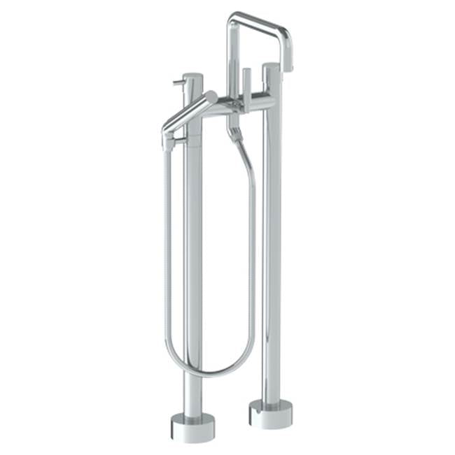 Watermark - Floor Standing Bath set with Square Spout and Slim Hand Shower - Vintage Copper