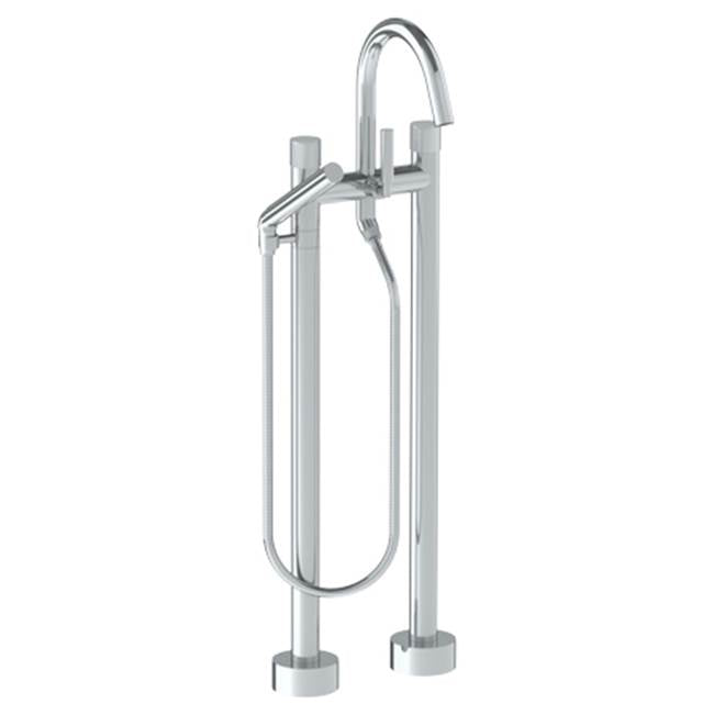 Watermark - Floor Standing Bath set with Gooseneck Spout and Slim Hand Shower - Vintage Copper