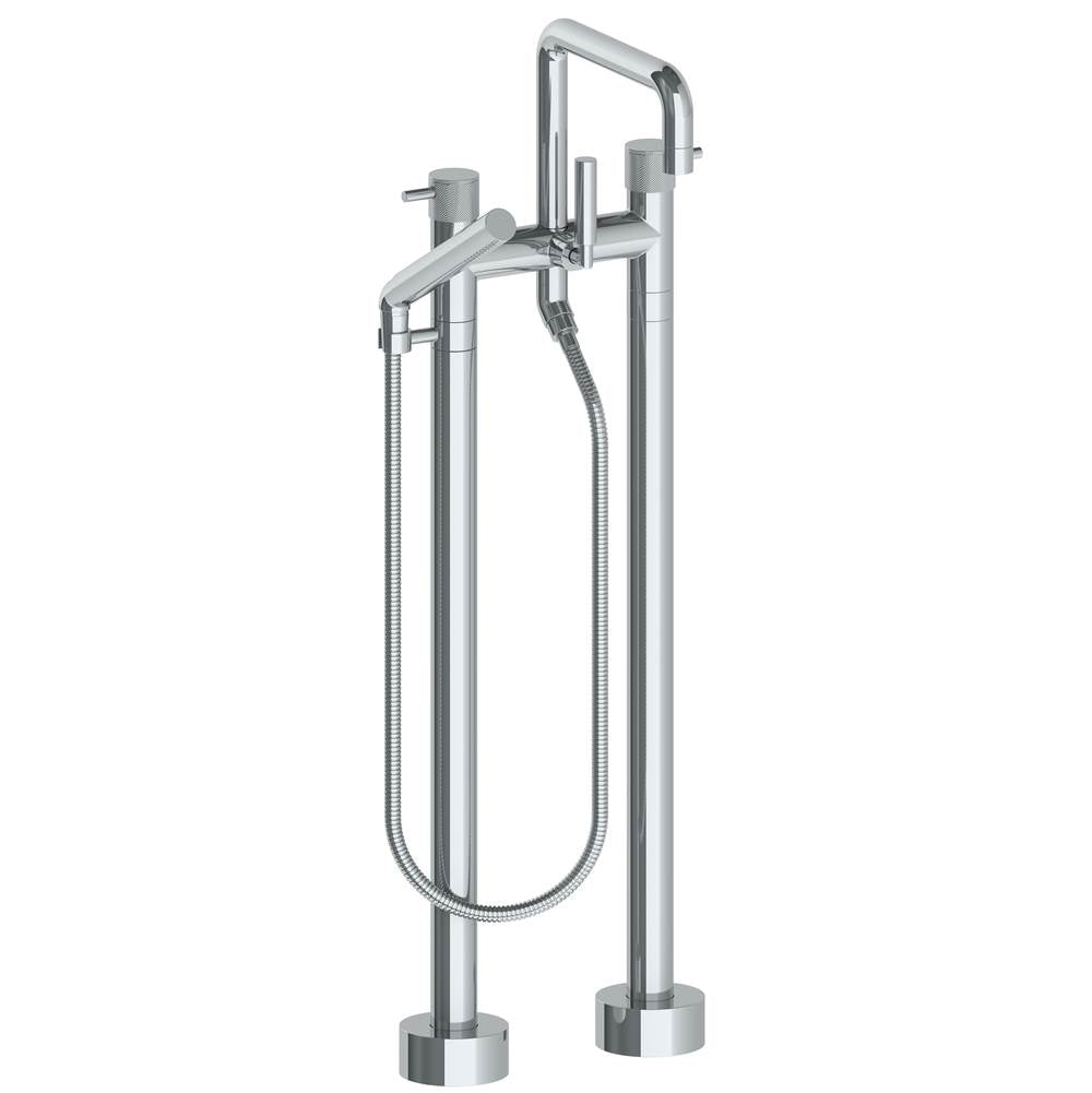 Watermark - Floor Standing Bath set with Square Spout and Slim Hand Shower - Vintage Copper