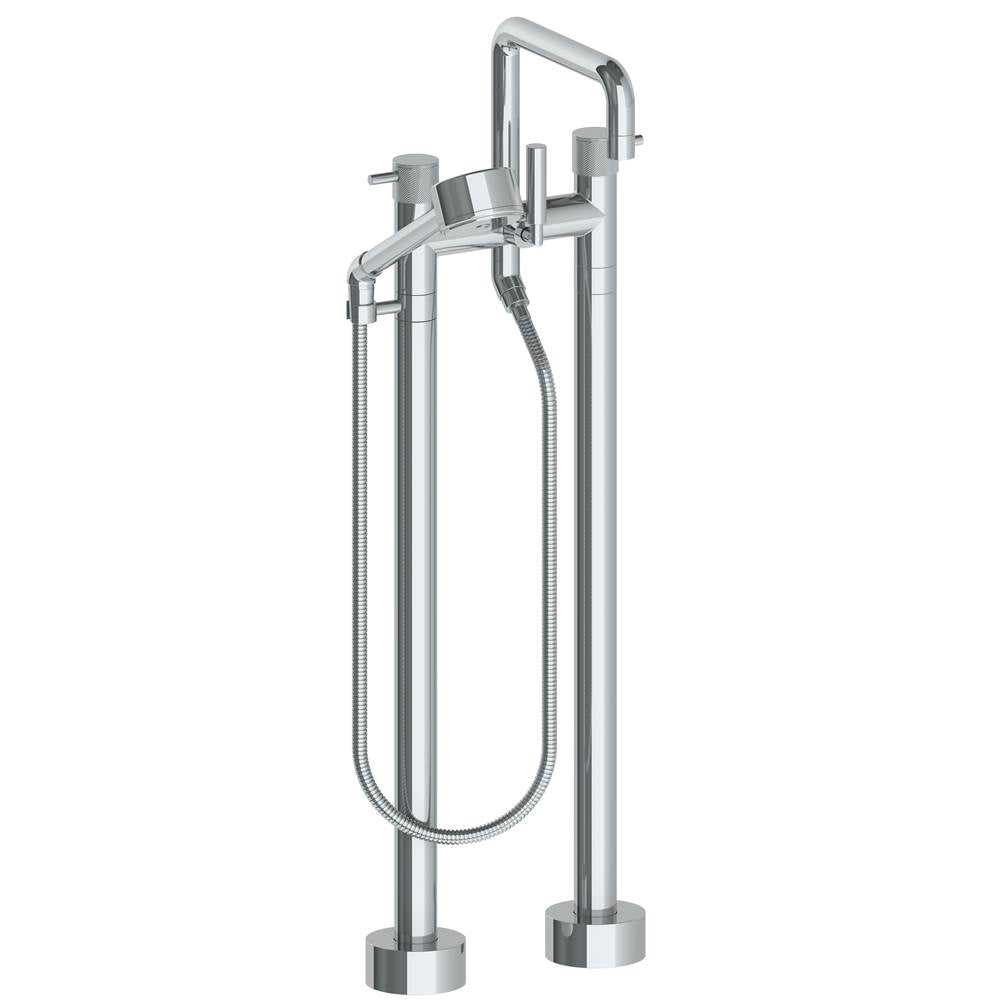 Watermark - Floor Standing Bath set with Square Spout and Volume Hand Shower - Vintage Copper