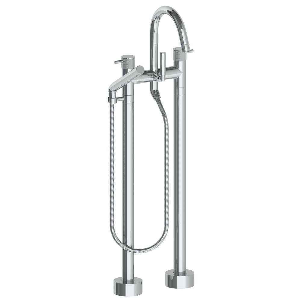 Watermark - Floor Standing Bath set with Gooseneck Spout and Slim Hand Shower - Vintage Copper