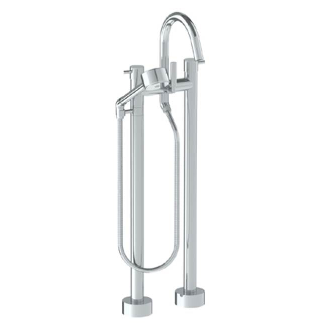 Watermark - Floor Standing Bath set with Gooseneck Spout and Volume Hand Shower - Vintage Copper