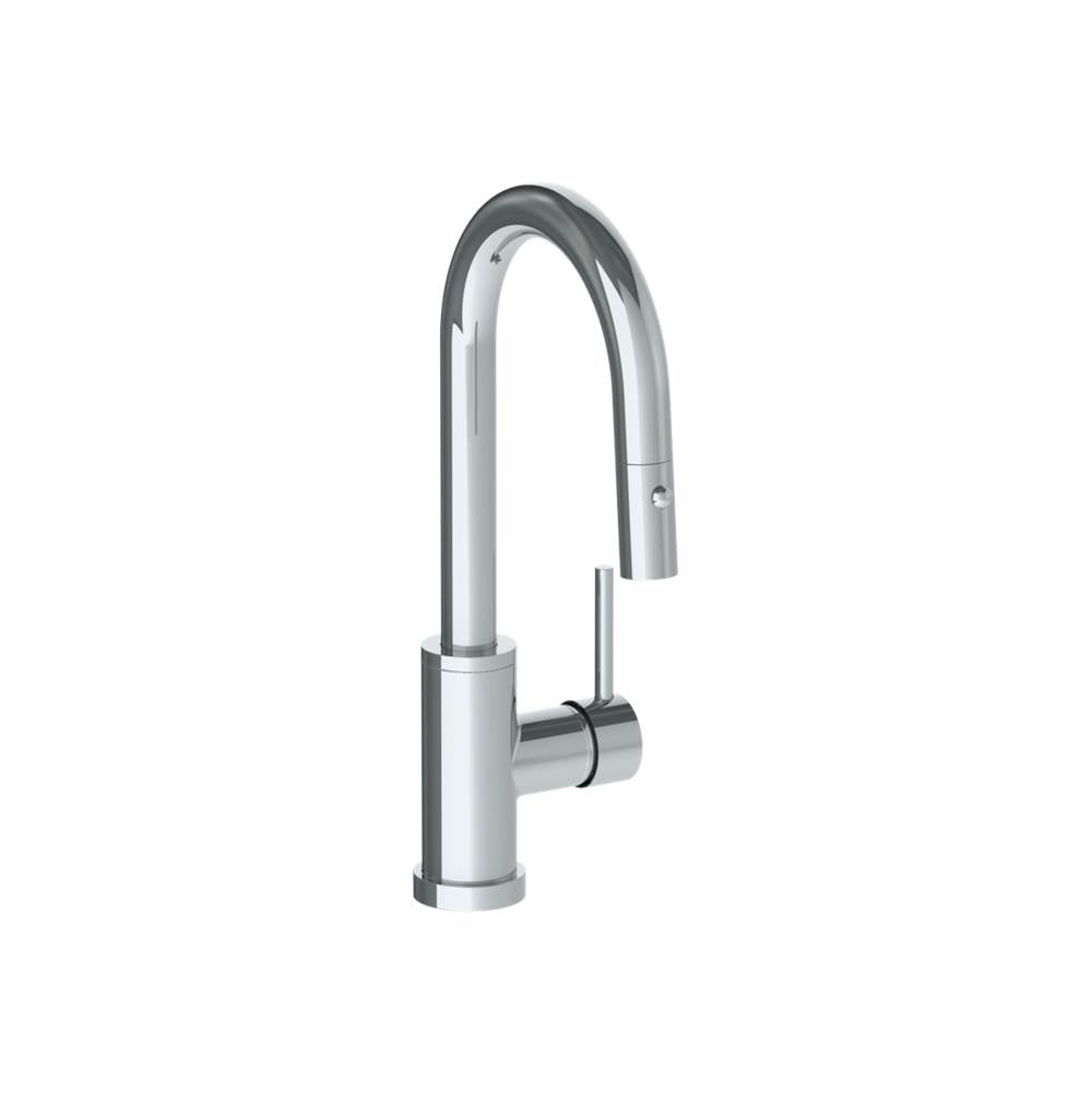Watermark - Deck Mounted 1 Hole Gooseneck Prep Faucet with Pull Down Spray - Vintage Copper