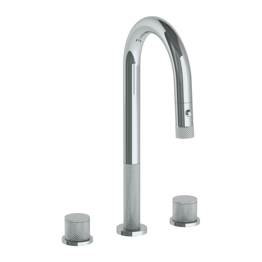 Watermark - Deck Mounted 3 Hole Gooseneck Prep Faucet with Pull Down Spray - Vintage Copper