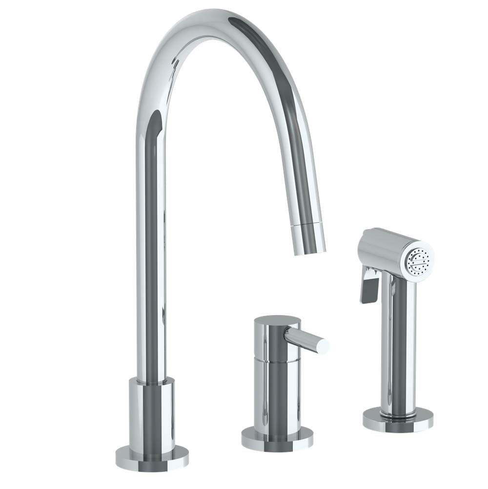 Watermark - Deck Mounted 3 Hole Gooseneck Kitchen Set - Includes Side Spray - Vintage Copper