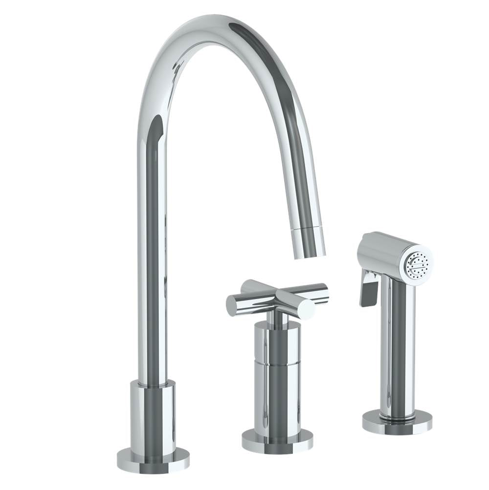Watermark - Deck Mounted 3 Hole Gooseneck Kitchen Set - Includes Side Spray - Vintage Copper