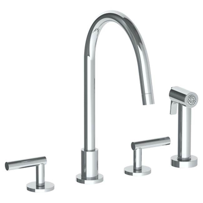 Watermark - Deck Mounted 4 Hole Gooseneck Kitchen Set - Includes Side Spray - Vintage Copper