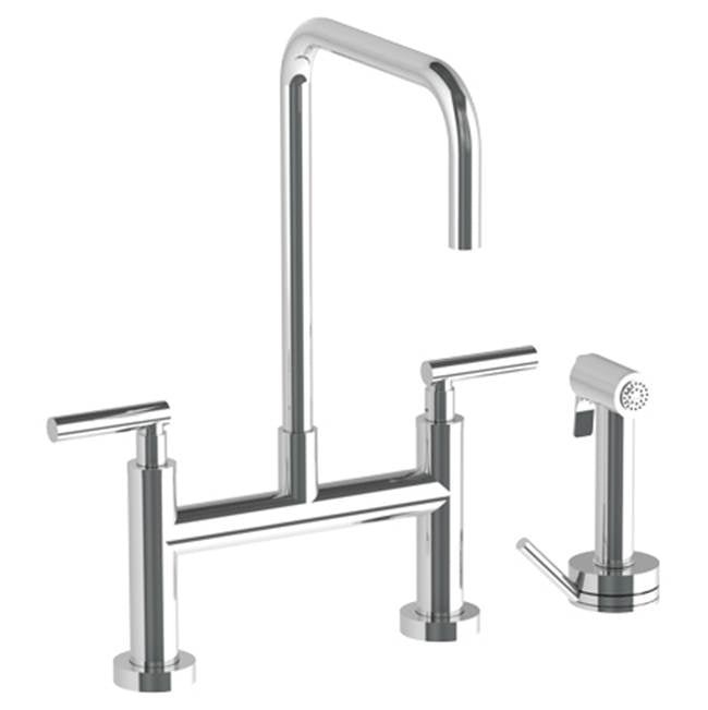Watermark - Deck Mounted Bridge Square Top Kitchen Faucet with Independent Side Spray - Vintage Copper
