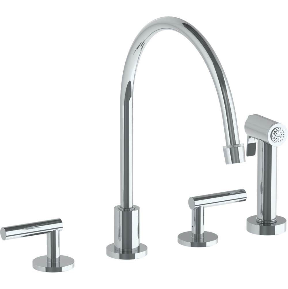 Watermark - Deck Mounted 4 Hole Extended Gooseneck Kitchen Set - Includes Side Spray - Vintage Copper