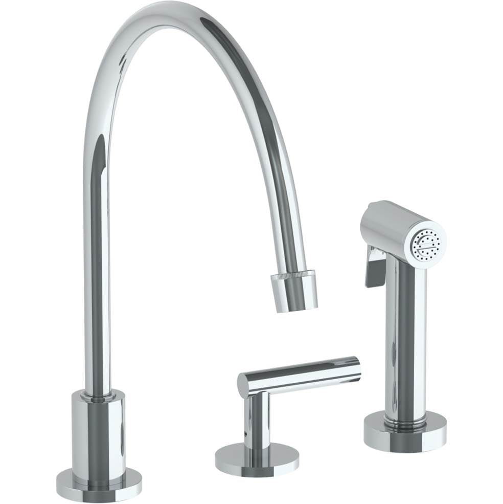 Watermark - Deck Mounted 3 Hole Extended Gooseneck Kitchen Set - Includes Side Spray - Vintage Copper