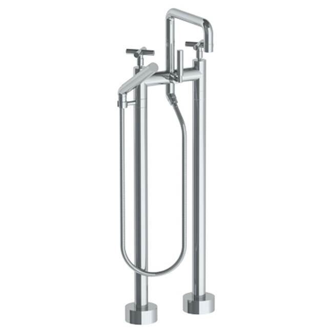 Watermark - Floor Standing Bath set with Square Spout and Slim Hand Shower - Vintage Copper