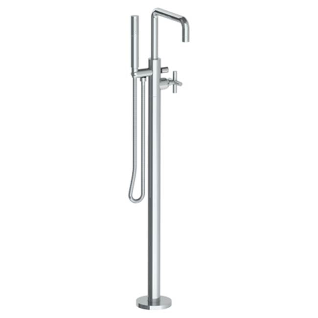 Watermark - Single Hole Floor Standing Square Bath set with Hand Shower - Vintage Copper