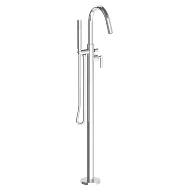 Watermark - Single Hole Floor Standing Gooseneck Bath set with Hand Shower - Vintage Copper