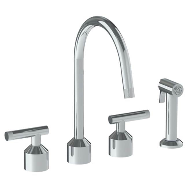 Watermark - Deck Mounted 4 Hole Kitchen Set With Gooseneck Spout - Includes Side Spray - Vintage Copper