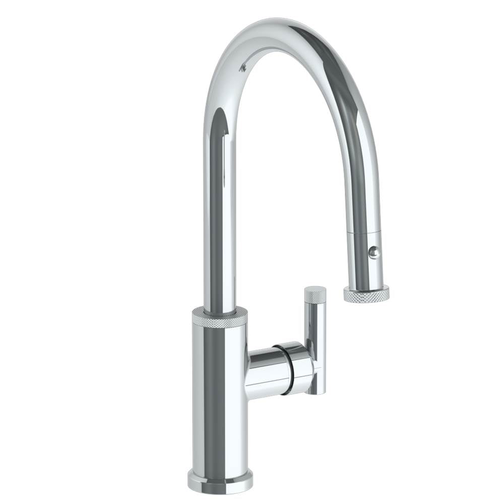 Watermark - Deck Mounted 1 Hole Gooseneck Kitchen Faucet with Pull Down Spray - Low Spout - Vintage Copper