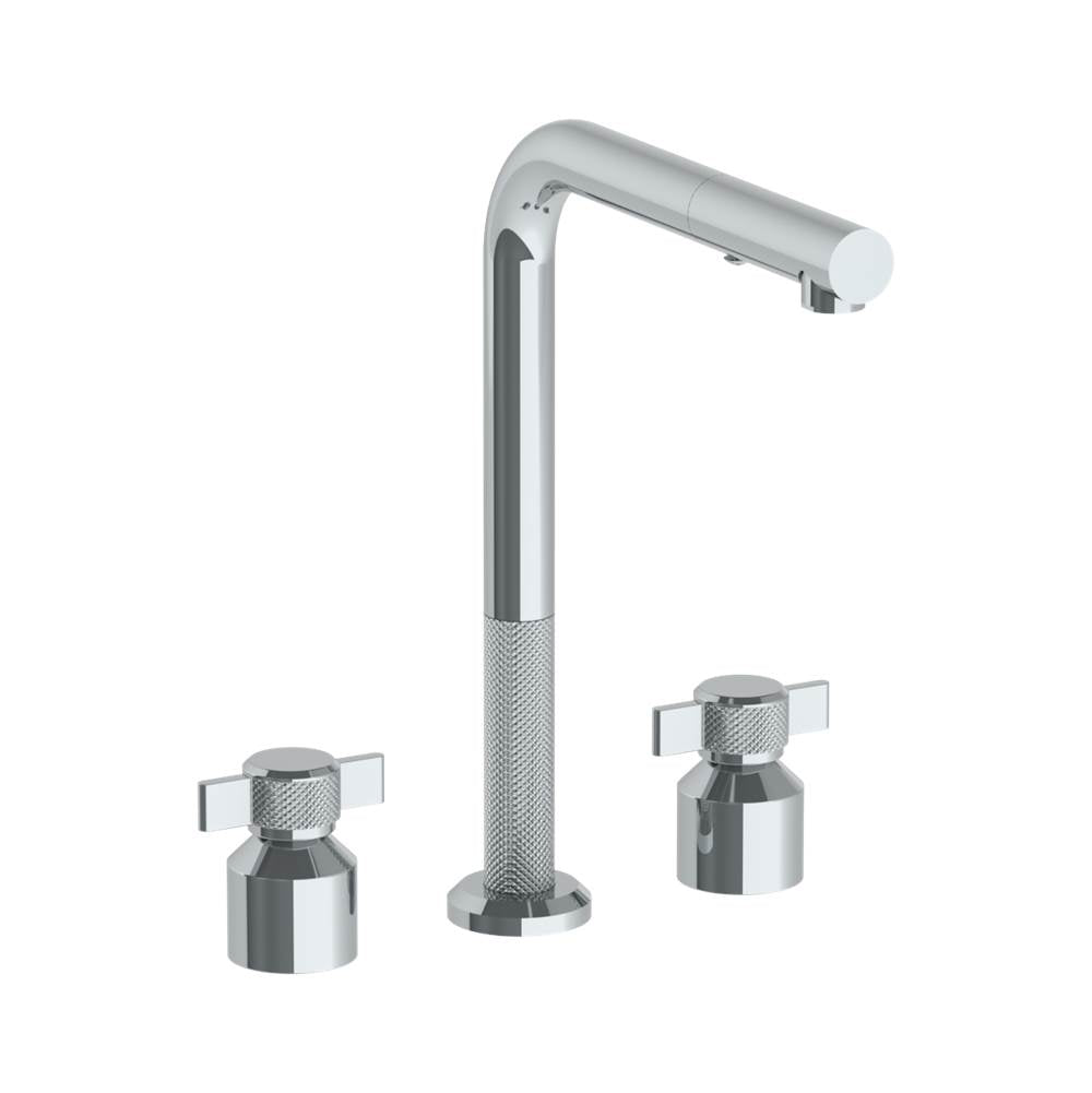 Watermark - Deck Mounted 3 Hole Square Top Kitchen Faucet with Pull Out Spray - Vintage Copper