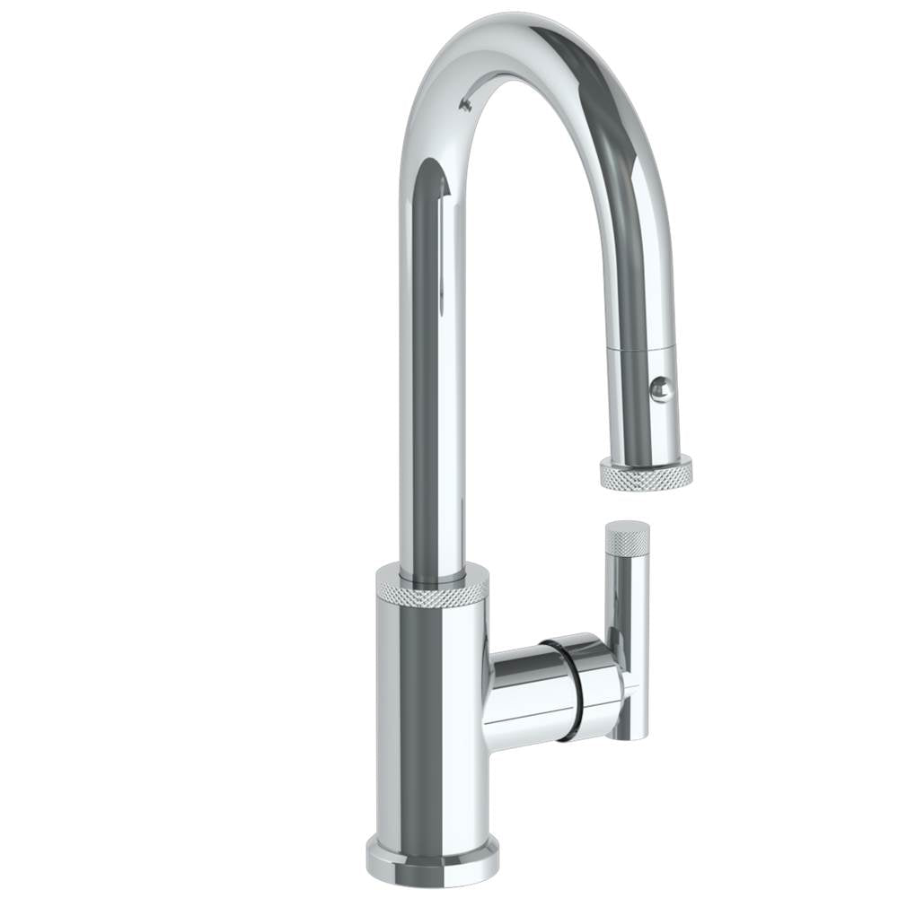Watermark - Deck Mounted 1 Hole Gooseneck Prep Faucet with Pull Down Spray - Vintage Copper