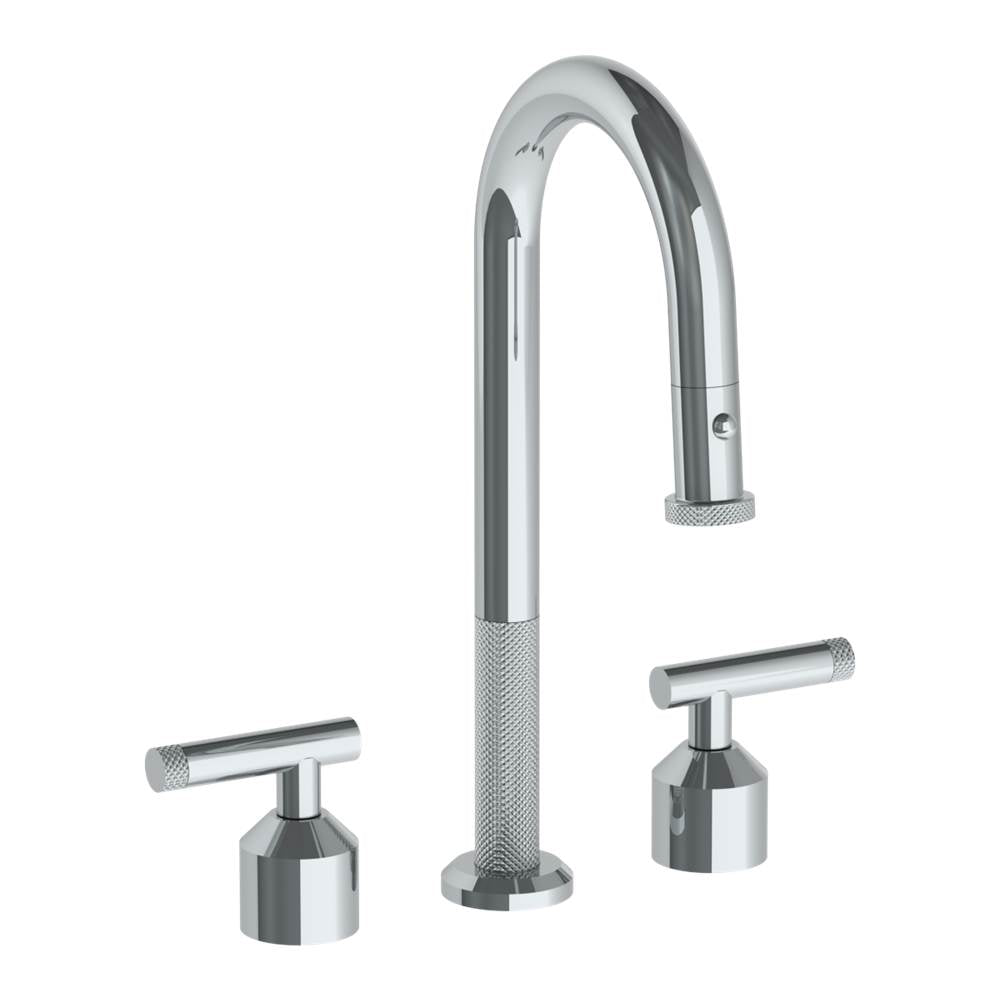 Watermark - Deck Mounted 3 Hole Gooseneck Prep Faucet with Pull Down Spray - Vintage Copper