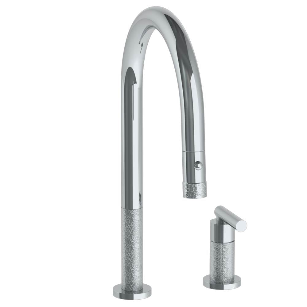 Watermark - Deck Mounted 2 Hole Gooseneck Kitchen Faucet with Pull Down Spray - Vintage Copper