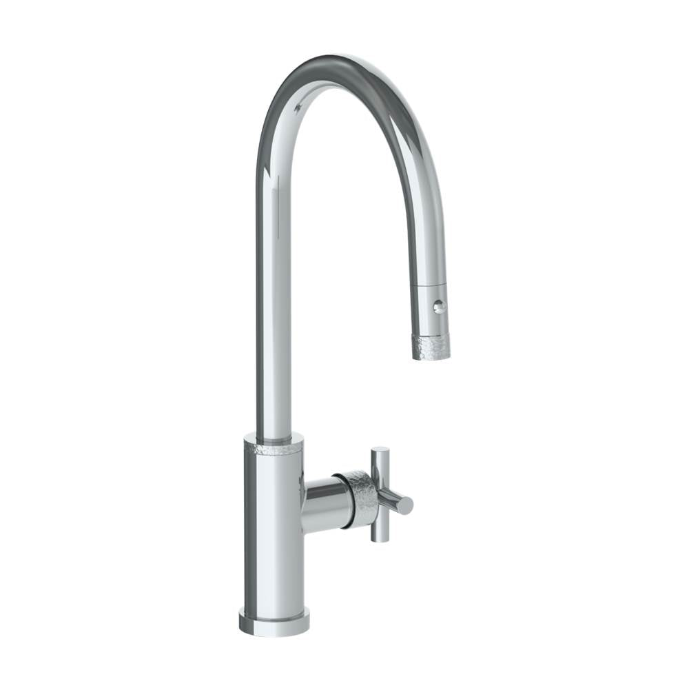 Watermark - Deck Mounted 1 Hole Gooseneck Kitchen Faucet with Pull Down Spray - High Spout - Vintage Copper