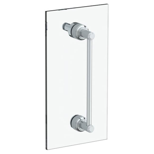 Watermark - Transitional 18'' shower door pull with knob/ glass mount towel bar with hook - Satin Gold