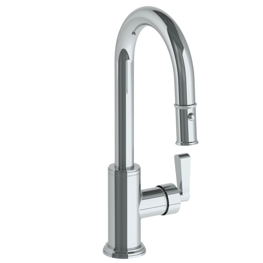 Watermark - Deck Mounted 1 Hole Gooseneck Prep Faucet with Pull Down Spray - Vintage Copper