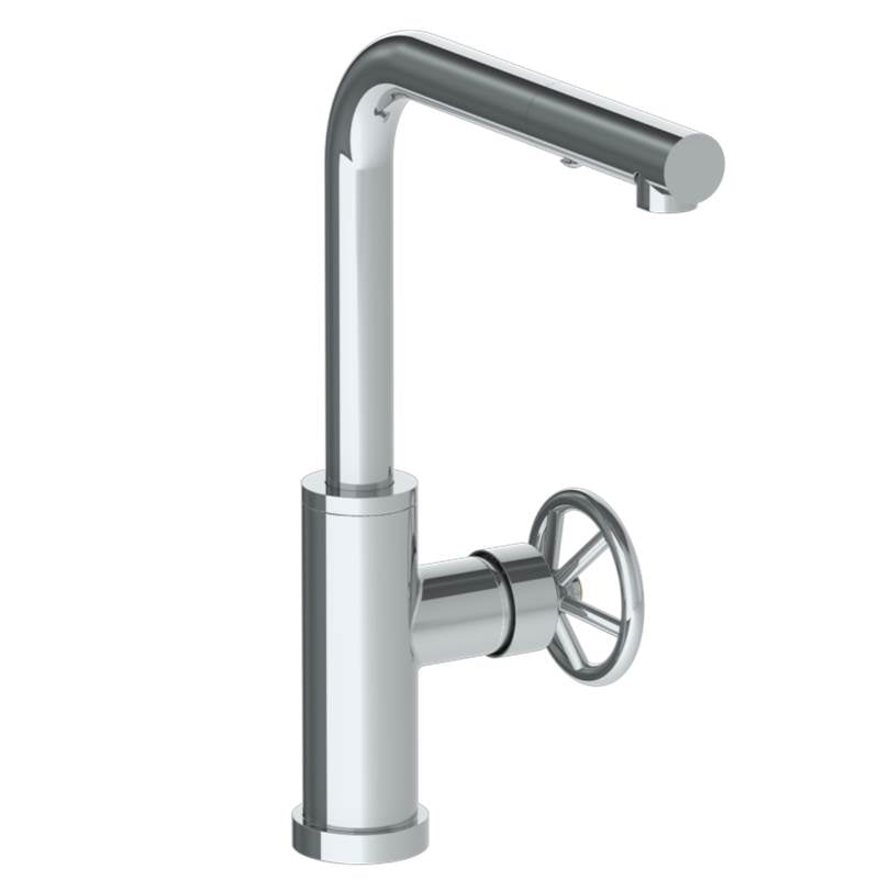 Watermark - Deck Mounted 1 Hole Square Top Kitchen Faucet with Pull Out Spray -Low Spout - Vintage Copper