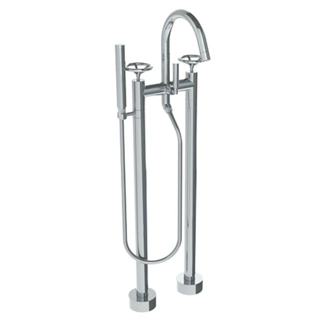 Watermark - Floor Standing Gooseneck Bath Set with Slim Hand Shower - Vintage Copper