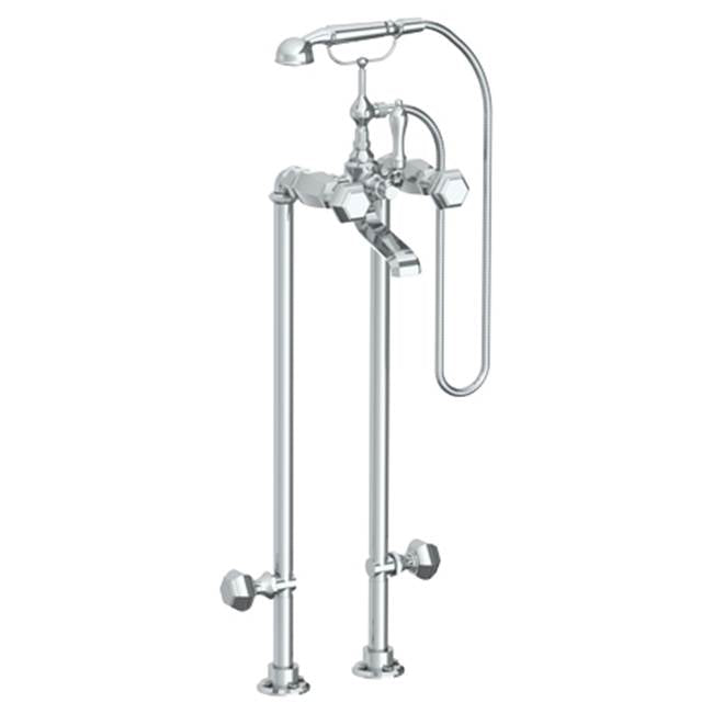 Watermark - Floor Standing Bath Set with Hand Shower and Shut-Off Valves - Vintage Copper