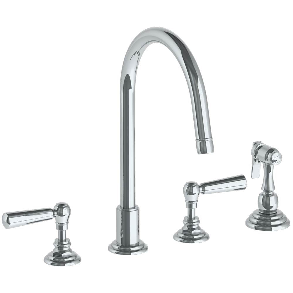 Watermark - Deck Mounted 4 Hole Gooseneck Kitchen Set - Includes Side Spray - Vintage Copper