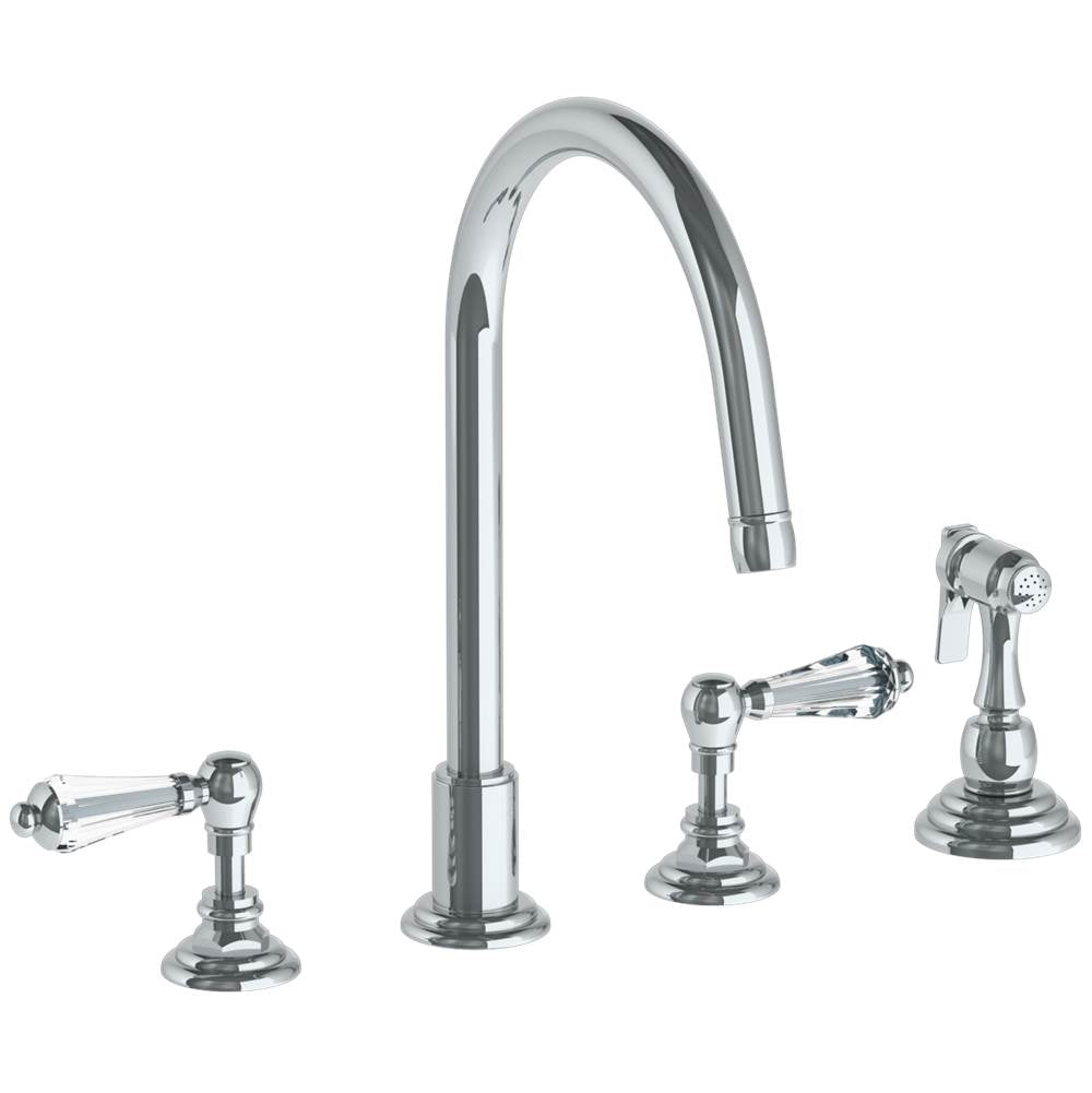 Watermark - Deck Mounted 4 Hole Gooseneck Kitchen Set - Includes Side Spray - Vintage Copper
