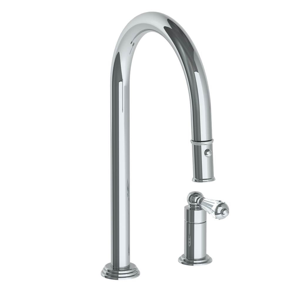 Watermark - Deck Mounted 2 Hole Gooseneck Kitchen Faucet with Pull Down Spray - Vintage Copper