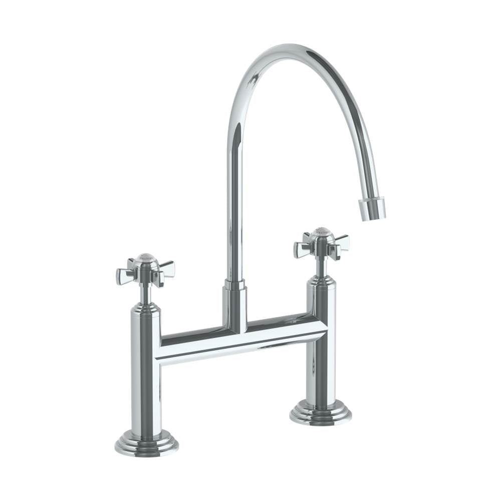 Watermark - Deck Mounted Bridge Extended Gooseneck Kitchen Faucet - Vintage Copper