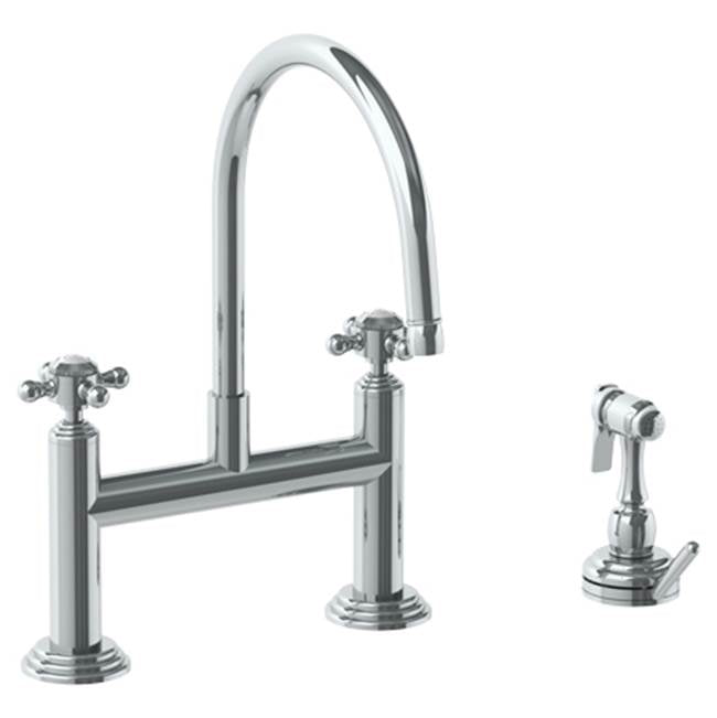 Watermark - Deck Mounted Bridge Kitchen Faucet with Independent Side Spray - Vintage Copper