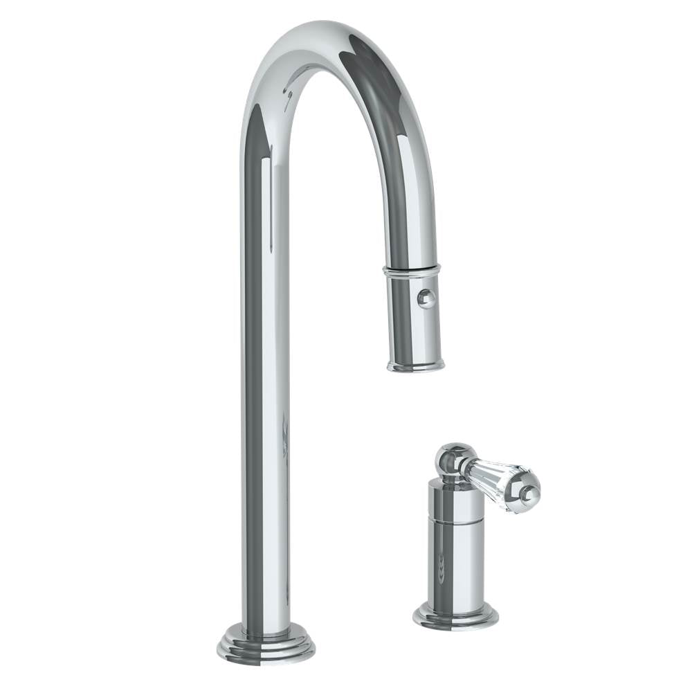 Watermark - Deck Mounted 2 Hole Gooseneck Prep Faucet with Pull Down Spray - Vintage Copper