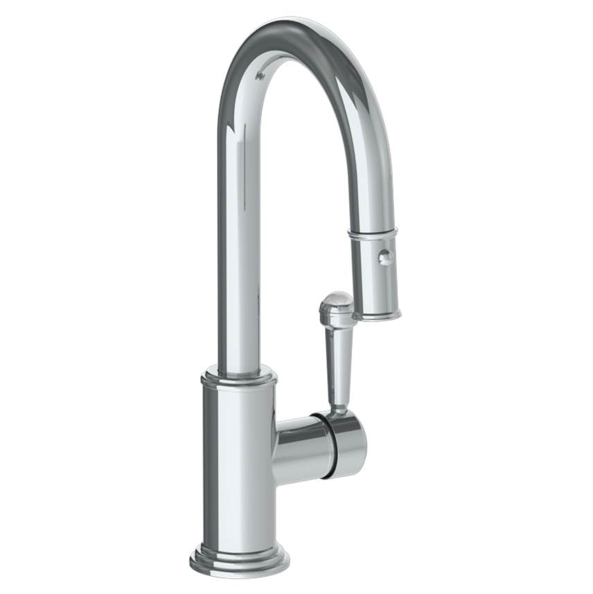 Watermark - Deck Mounted 1 Hole Gooseneck Prep Faucet with Pull Down Spray - Vintage Copper