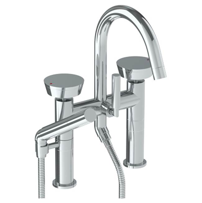 Watermark - Deck Mounted Exposed Gooseneck Bath Set with Hand Shower - Vintage Copper