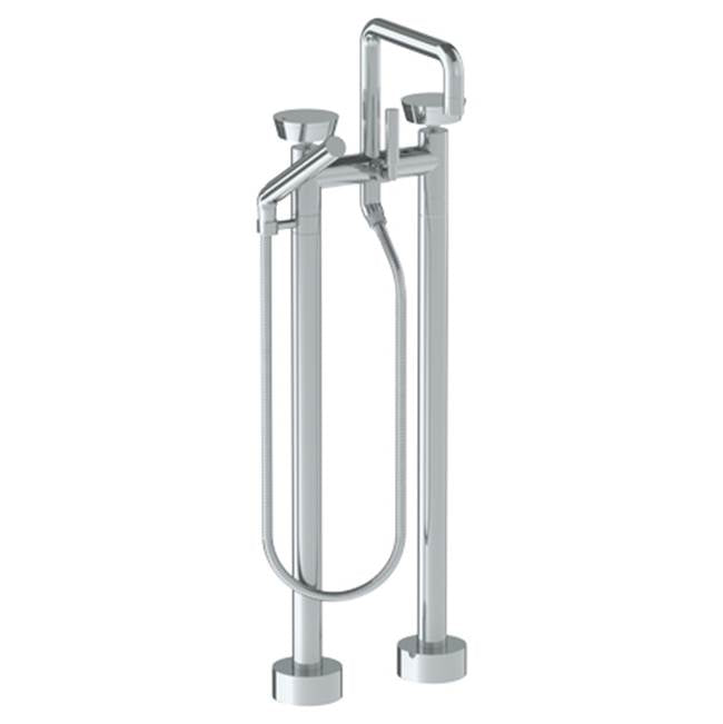 Watermark - Floor Standing Square Bath set with Slim Hand Shower - Vintage Copper